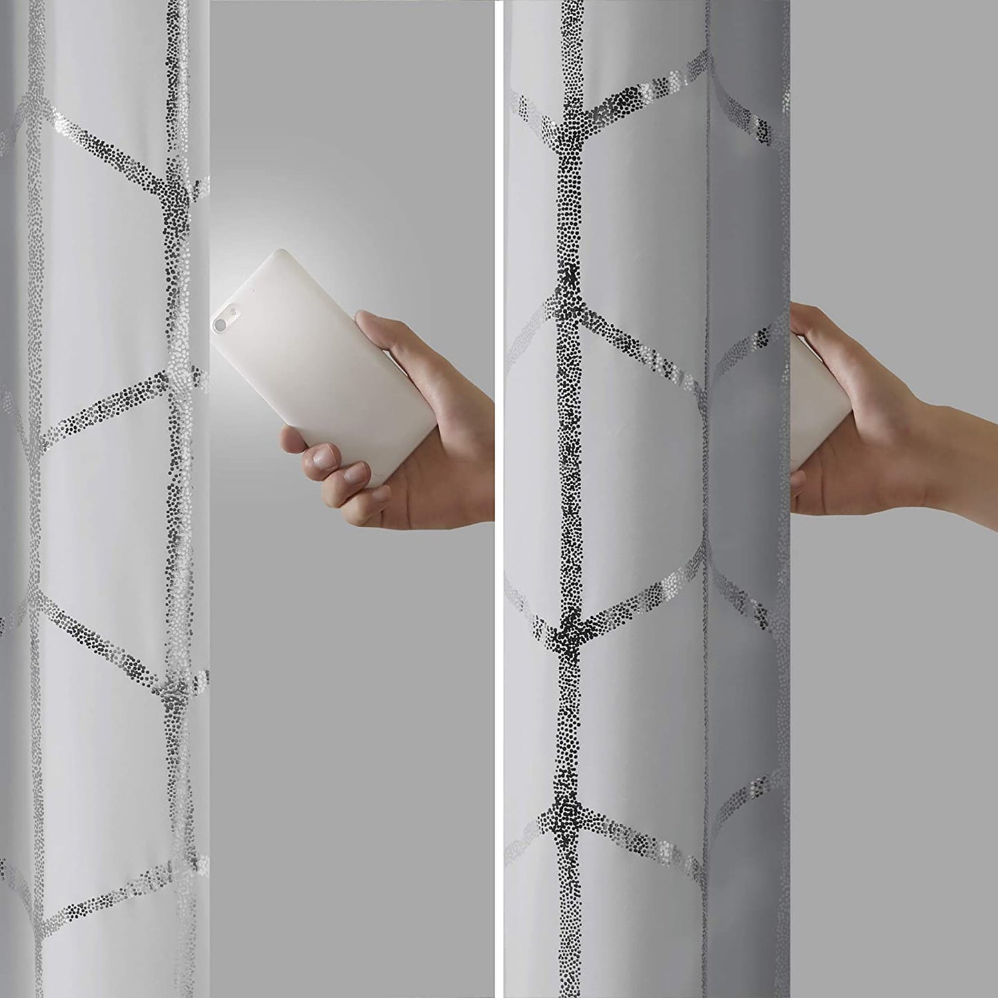 Thermal Insulated Metallic Print Grommet Light Blocking  Curtain Panel 1 Piece - Grey and Silver