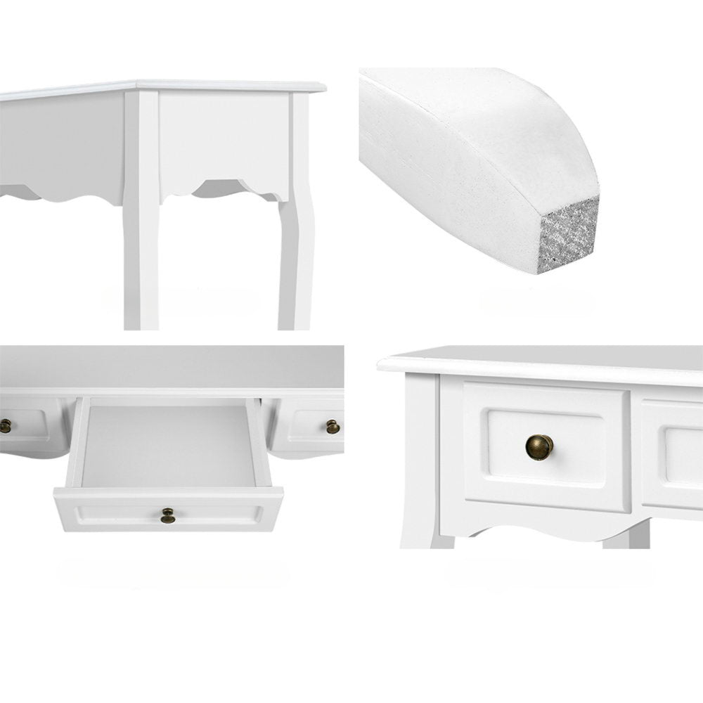 Hall Console Table Hallway Side Dressing Entry Wooden French Drawer White