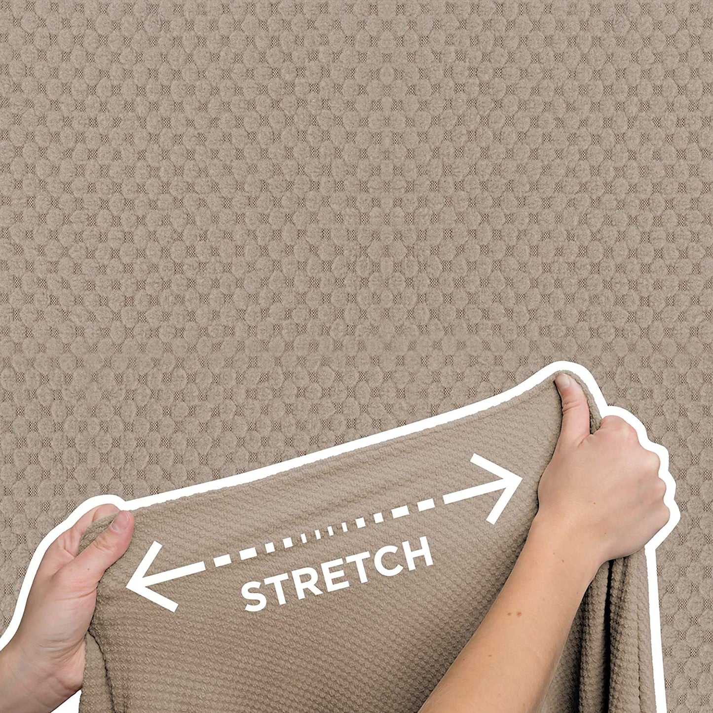 Stretchable 2 Piece Sofa Slipcover Polyester Blend - Sand