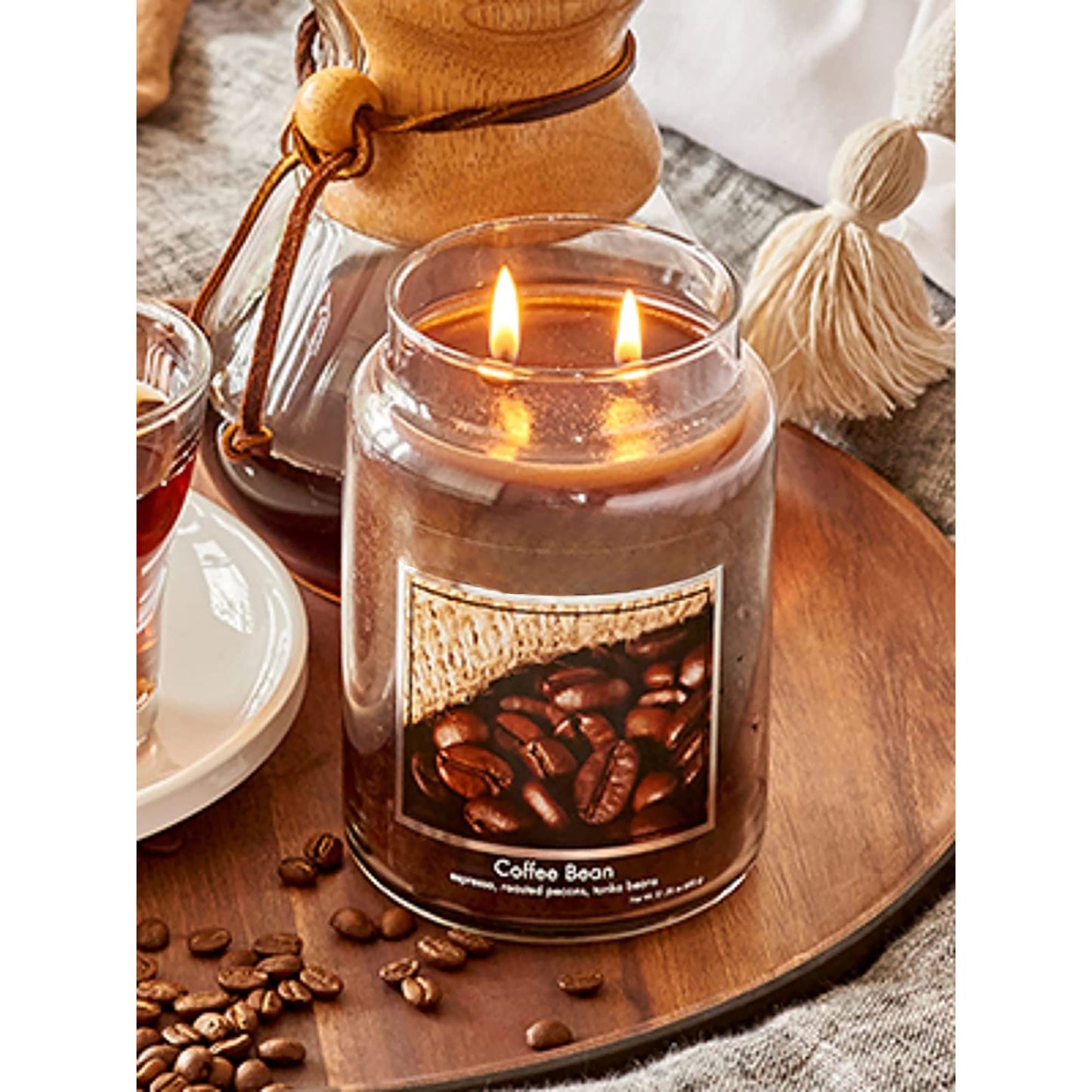 Coffee Bean Glass Jar Apothecary Scented Candle 21.25 oz - Brown