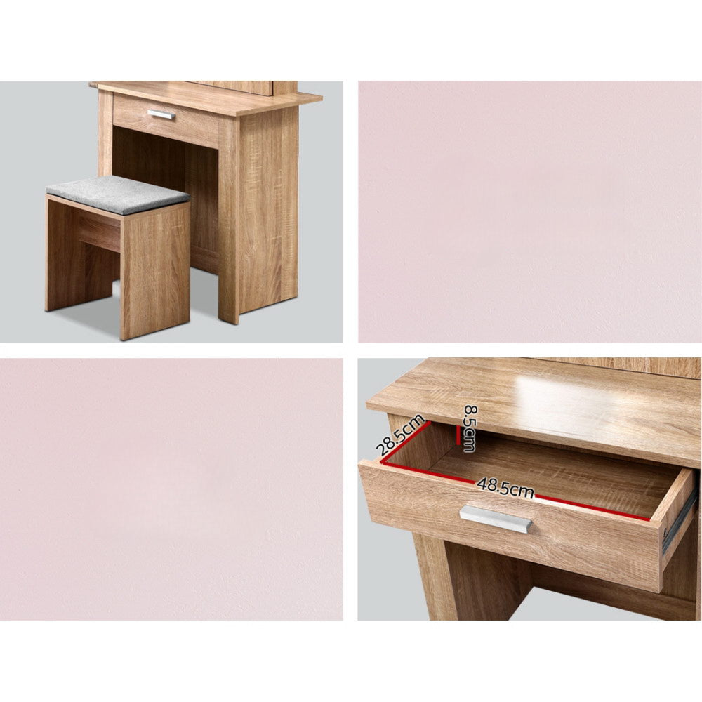 Dressing Table Mirror Stool Mirror Jewellery Cabinet Makeup Storage Wood