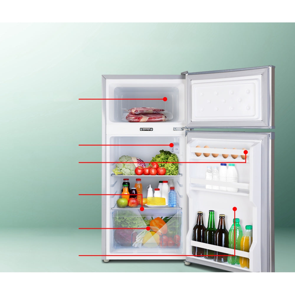 100L Portable Fridge Bar Freezer Cooler Upright 12V/24V/240V Caravan Car Silver