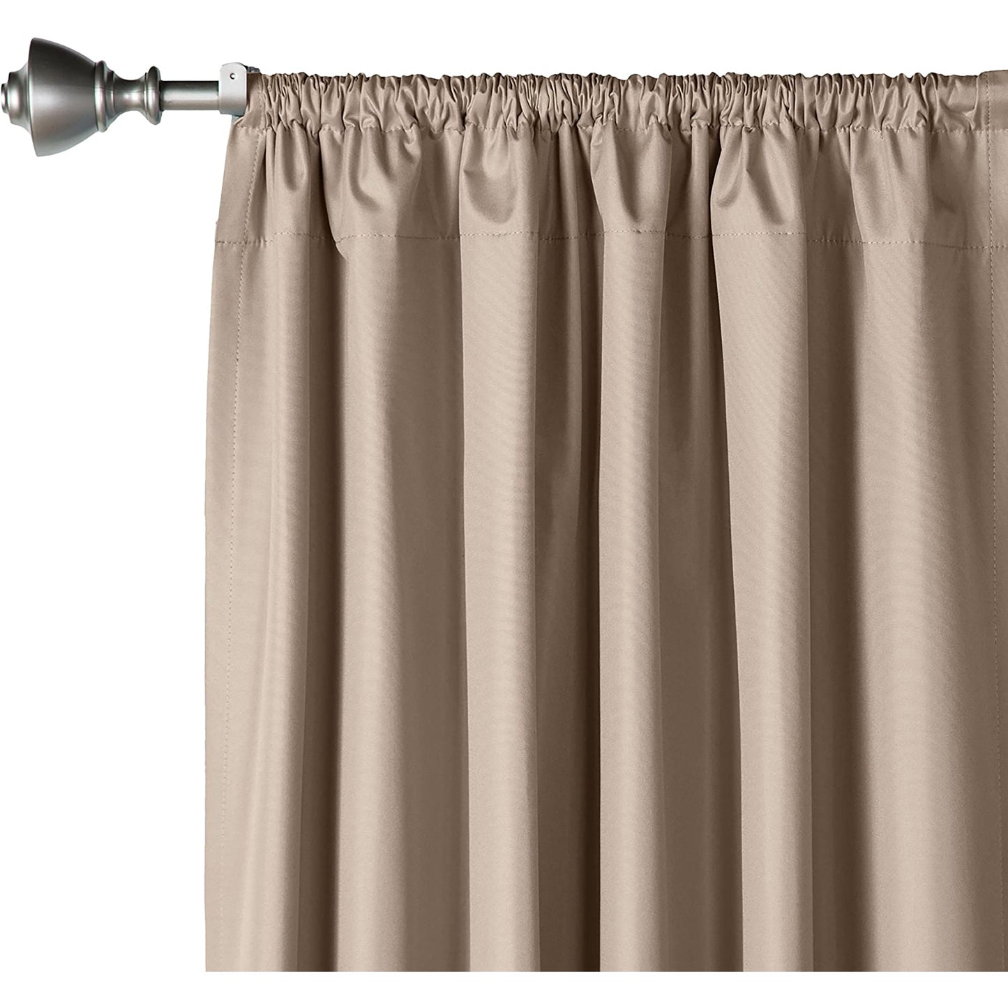 Room Darkening Blackout Window Curtains with Tie Backs Set 2 Panels - Taupe
