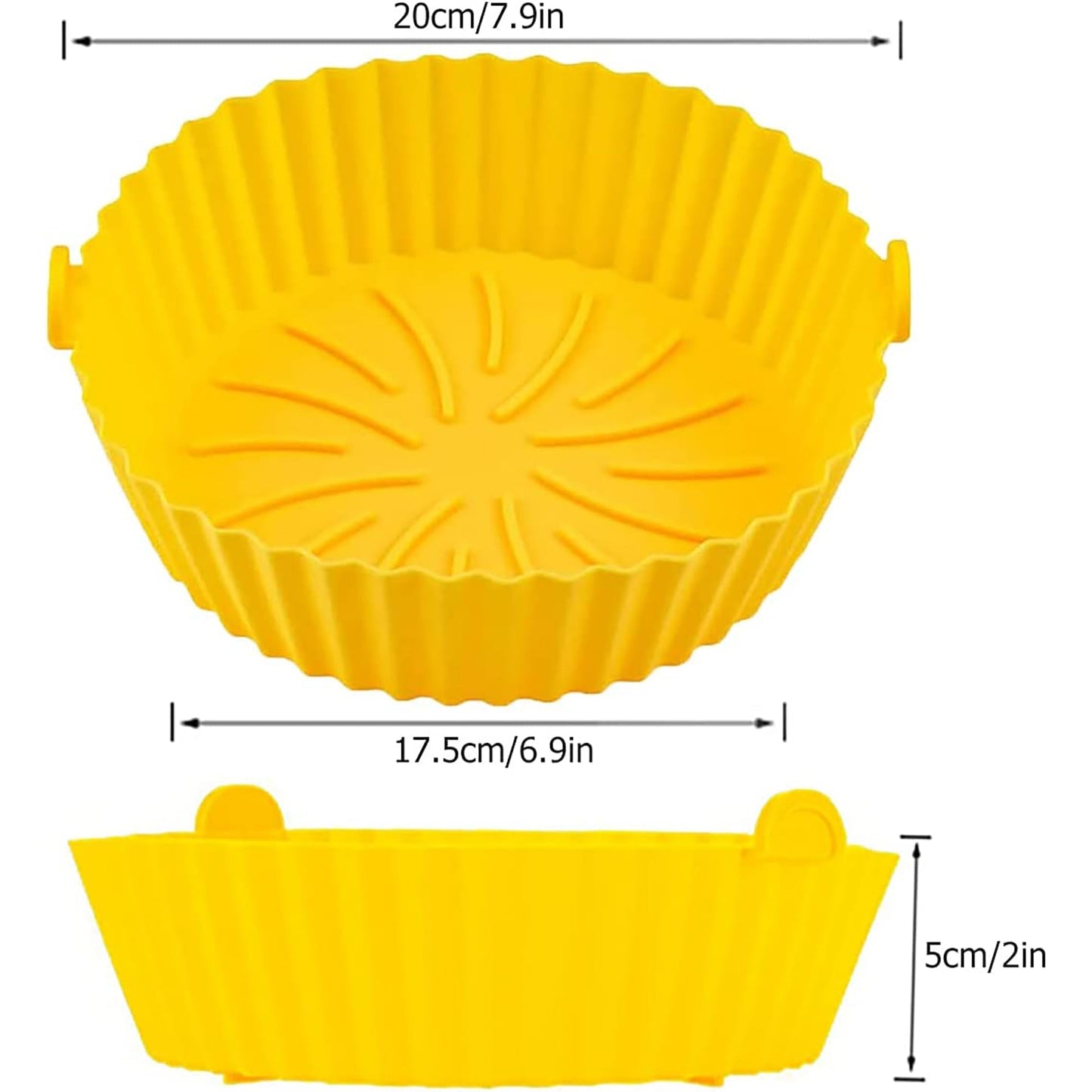 Air Fryer Reusable Non Stick Heat Resistant Silicone Pots 2 Pcs - Yellow