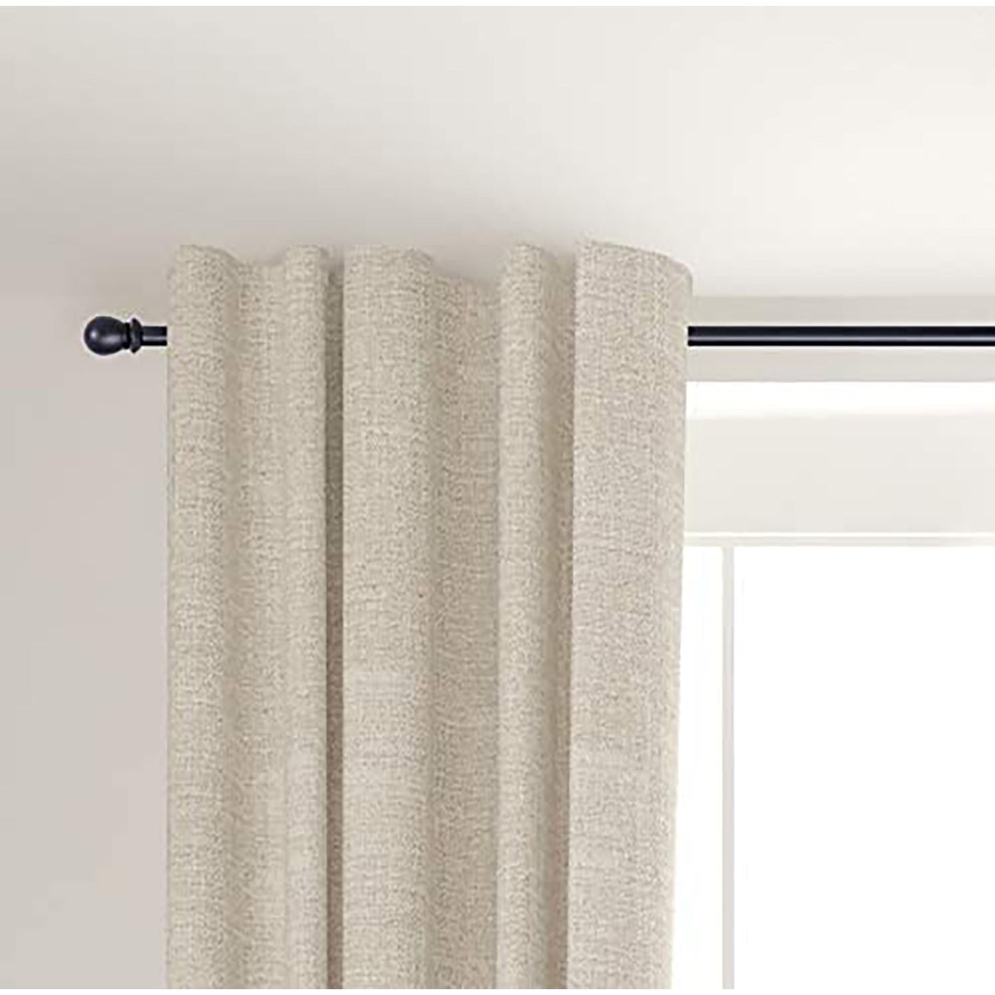 Scroll Bracket Double Window Curtain Rod Set 28 to 48 Inch - Black