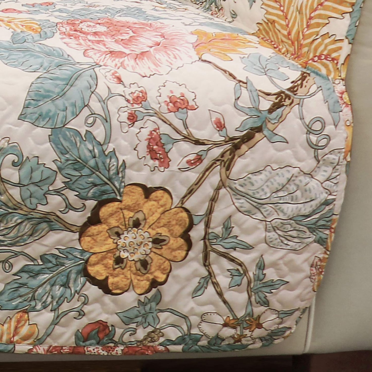 Furniture Protector Floral Leaf Garden Pattern Sofa Cover - Blue and Yellow