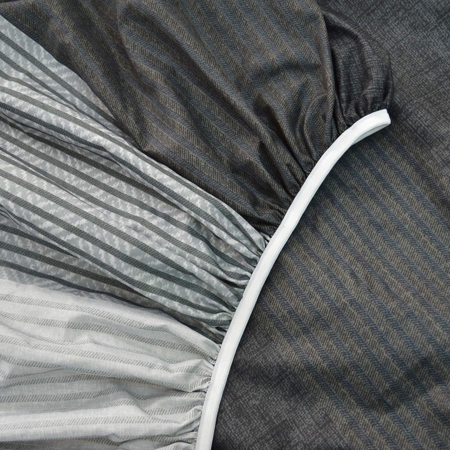 Soft and Lightweight Microfibre Deep Bed Sheet Set - Grey Black