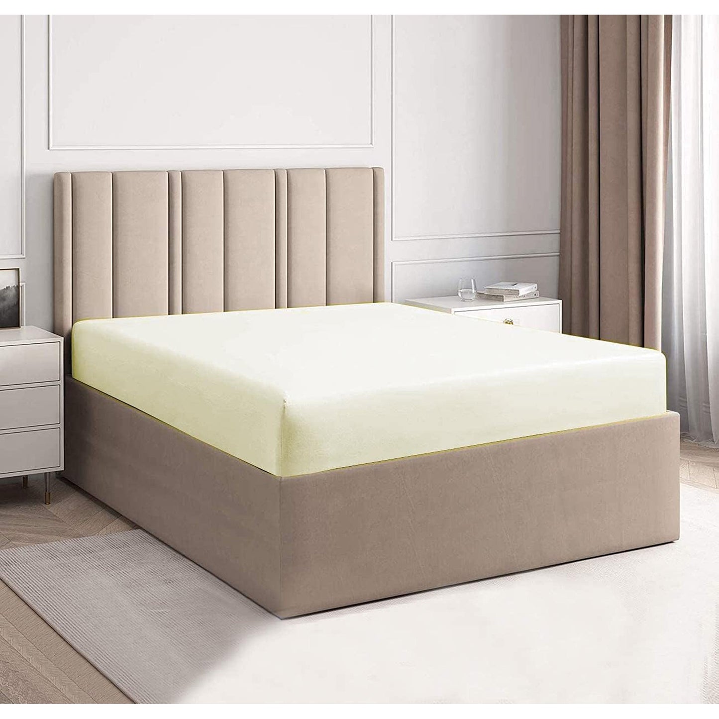 1000 TC Long Staple Combed  100% Natural Cotton Fitted Sheet - Cream