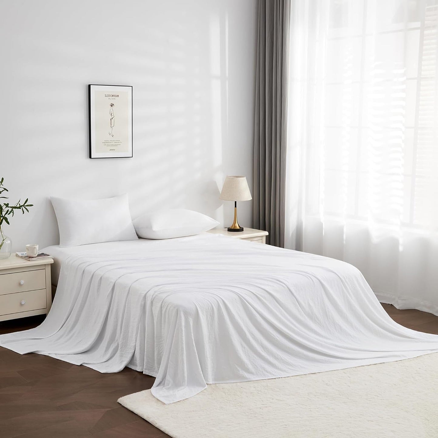 Premium 1800TC Breathable Ultra-Soft Microfibre Single Bed Sheet Set - White