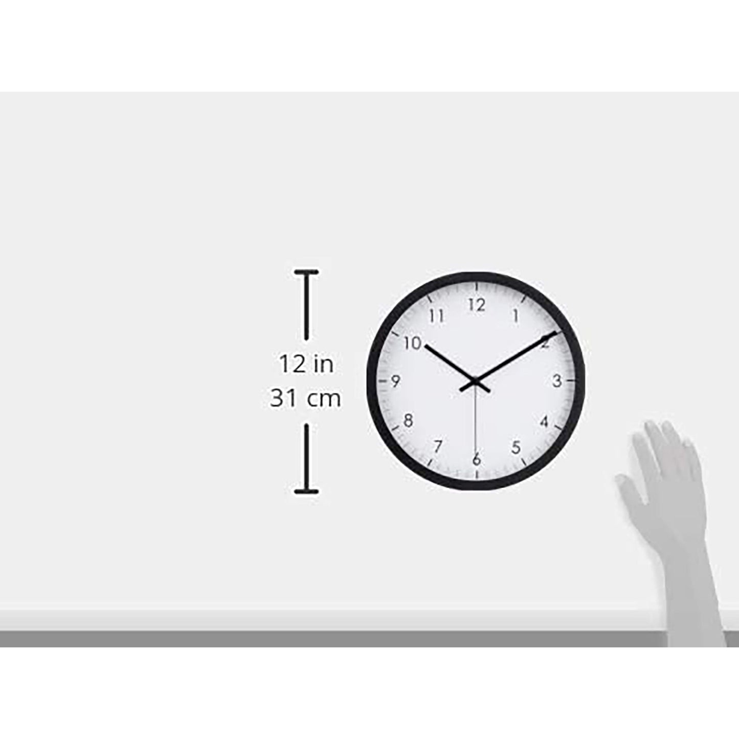 12 Inch Traditional Wall Clock - Black