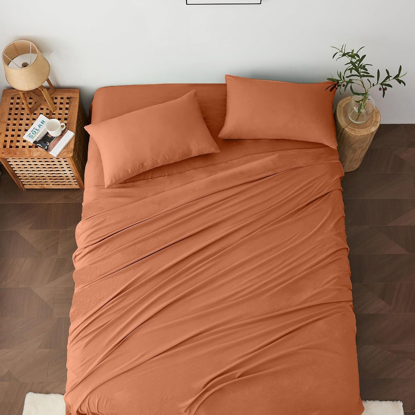 Premium 1800TC Breathable Ultra-Soft Microfibre Single Bed Sheet Set - Rust