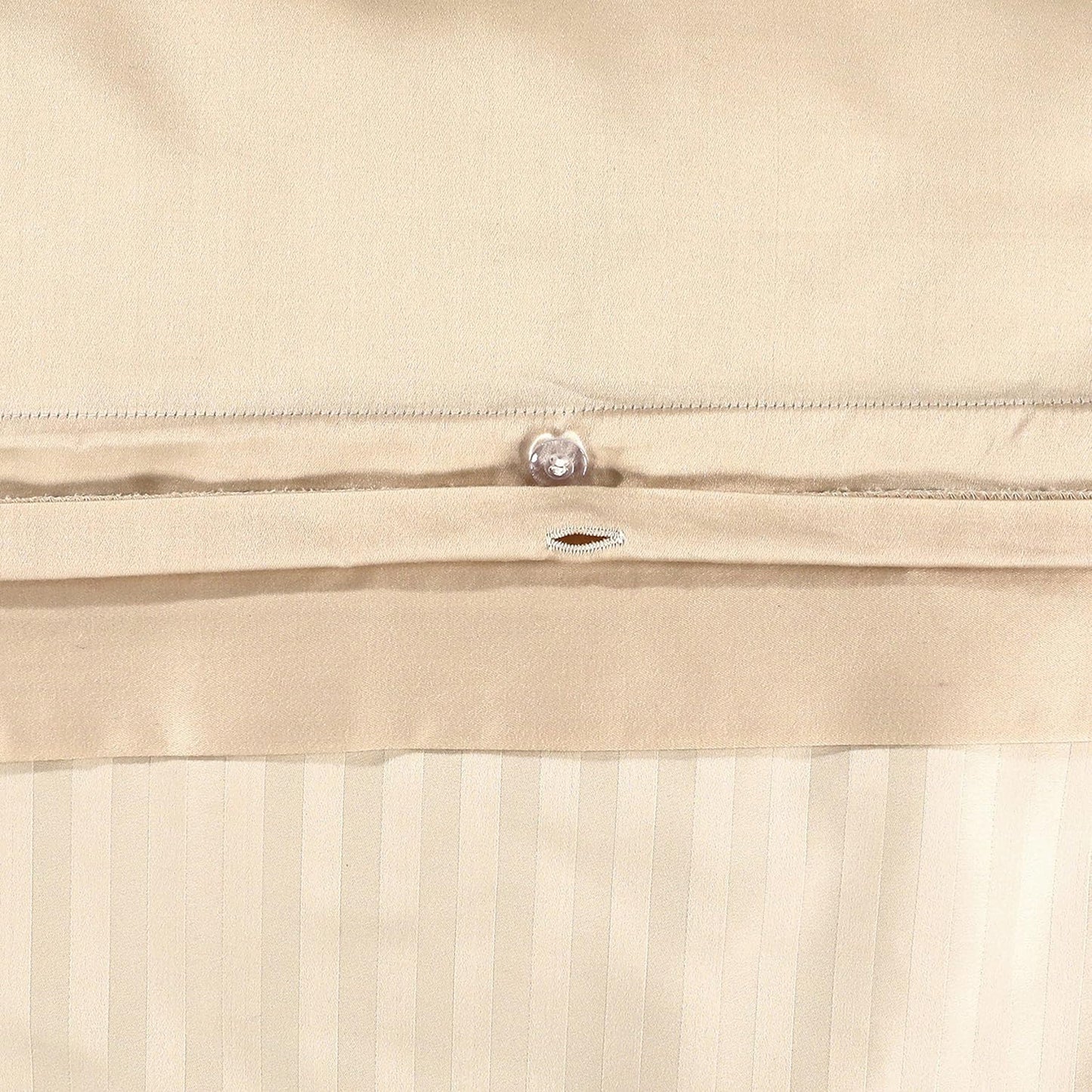 1000 Thread Count Cotton Satin Stripe Reversible Quilt Cover Bedding Set - Ivory