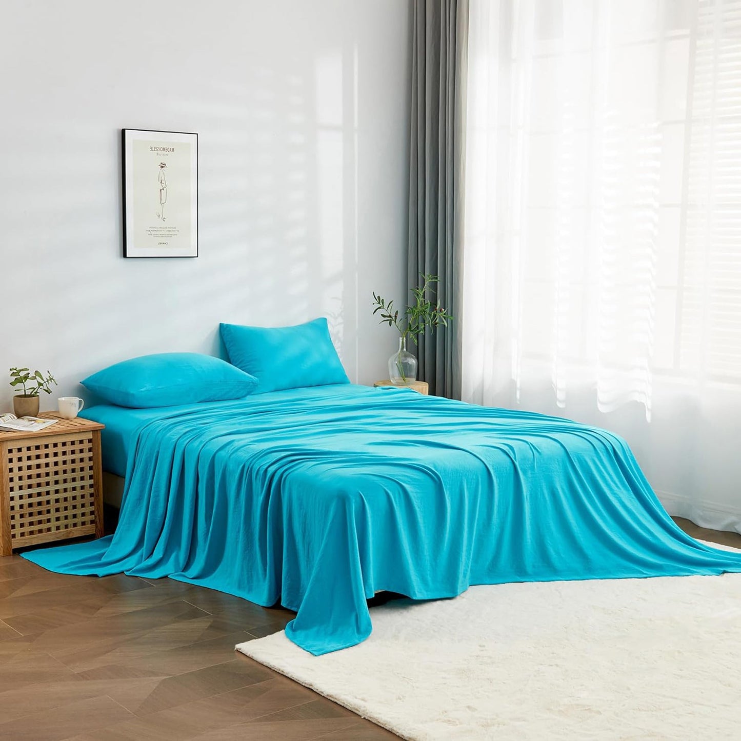 Premium 1800TC Breathable Ultra-Soft Microfibre Single Bed Sheet Set - Turquoise