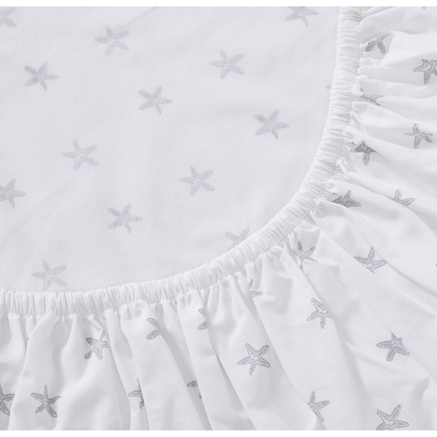 Crisp and Cool Cotton Percale Stylish Bed Sheet Set - Starfish Treasure Grey