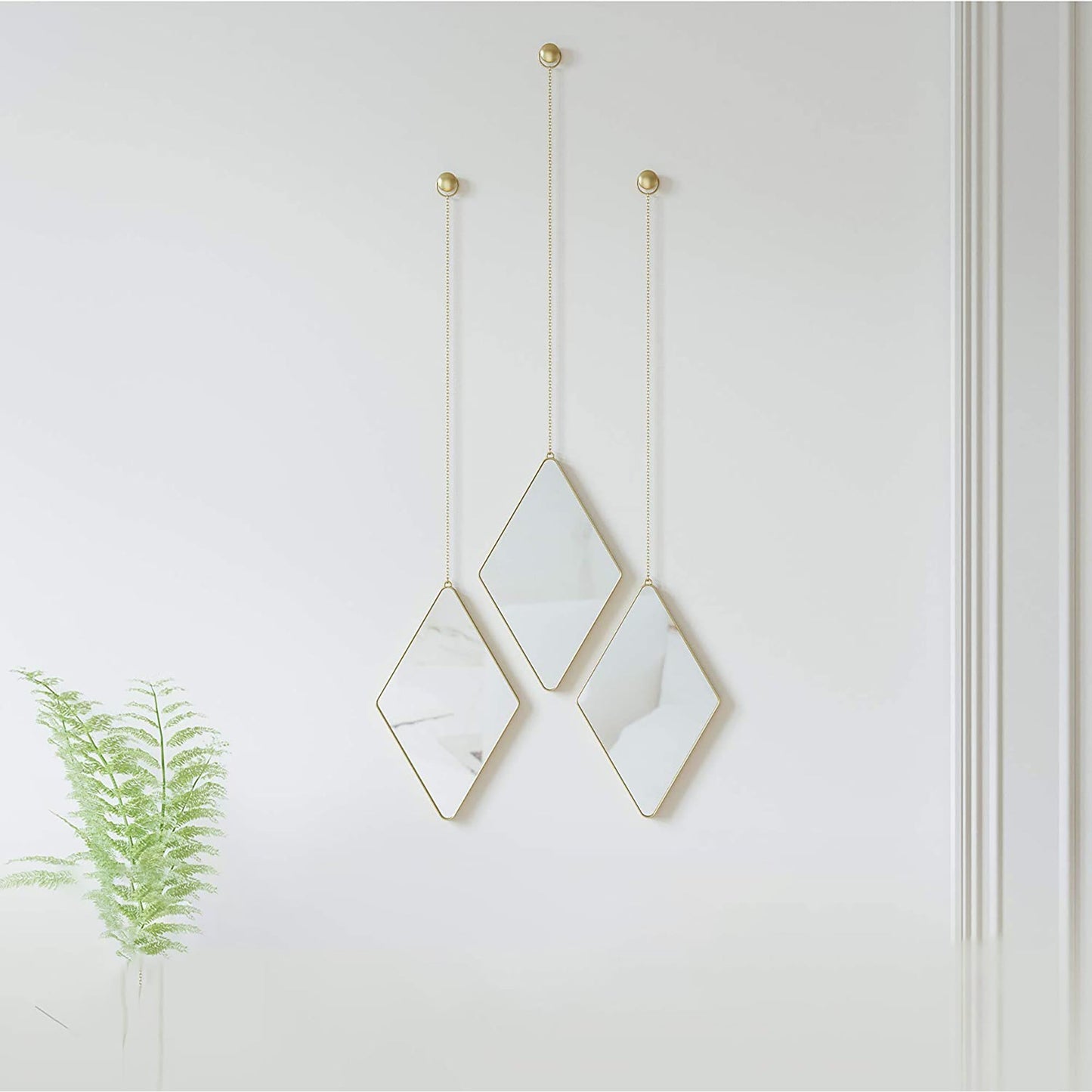 Apartment Decor Trio Wall Art Brass Decorative Wall Mirrors - Set of 3