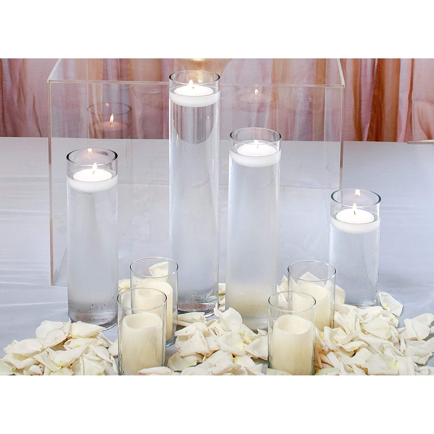 Tall Cylinder Glass Flower Centerpieces Home Accent Decor 3x16 Inches - Clear