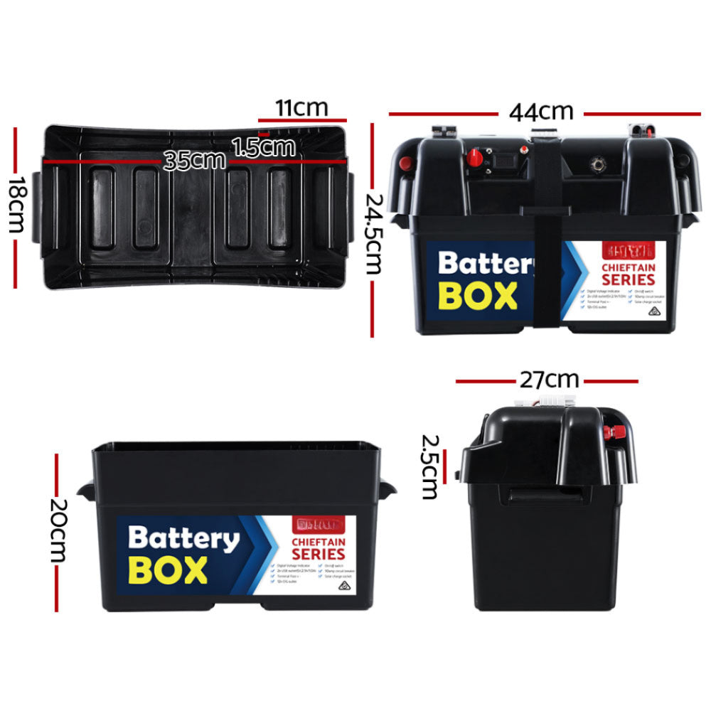 Universal Battery Box Camping Portable Large USB AGM - 12V