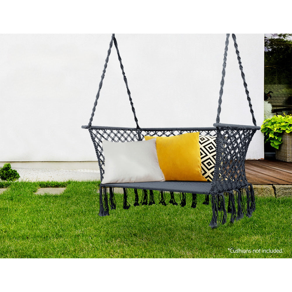 Camping Portable Hammock Chair Patio Swing Double Seat - Grey