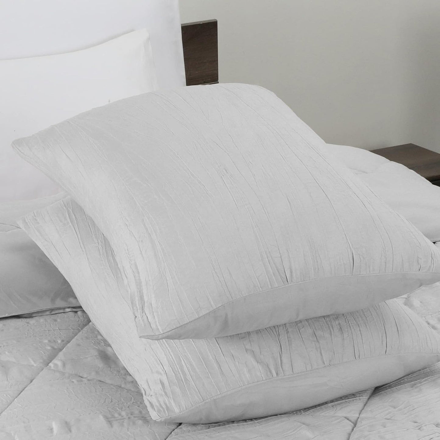 Warm and Cooling Crinkled Comforter Bedding Set - Grey