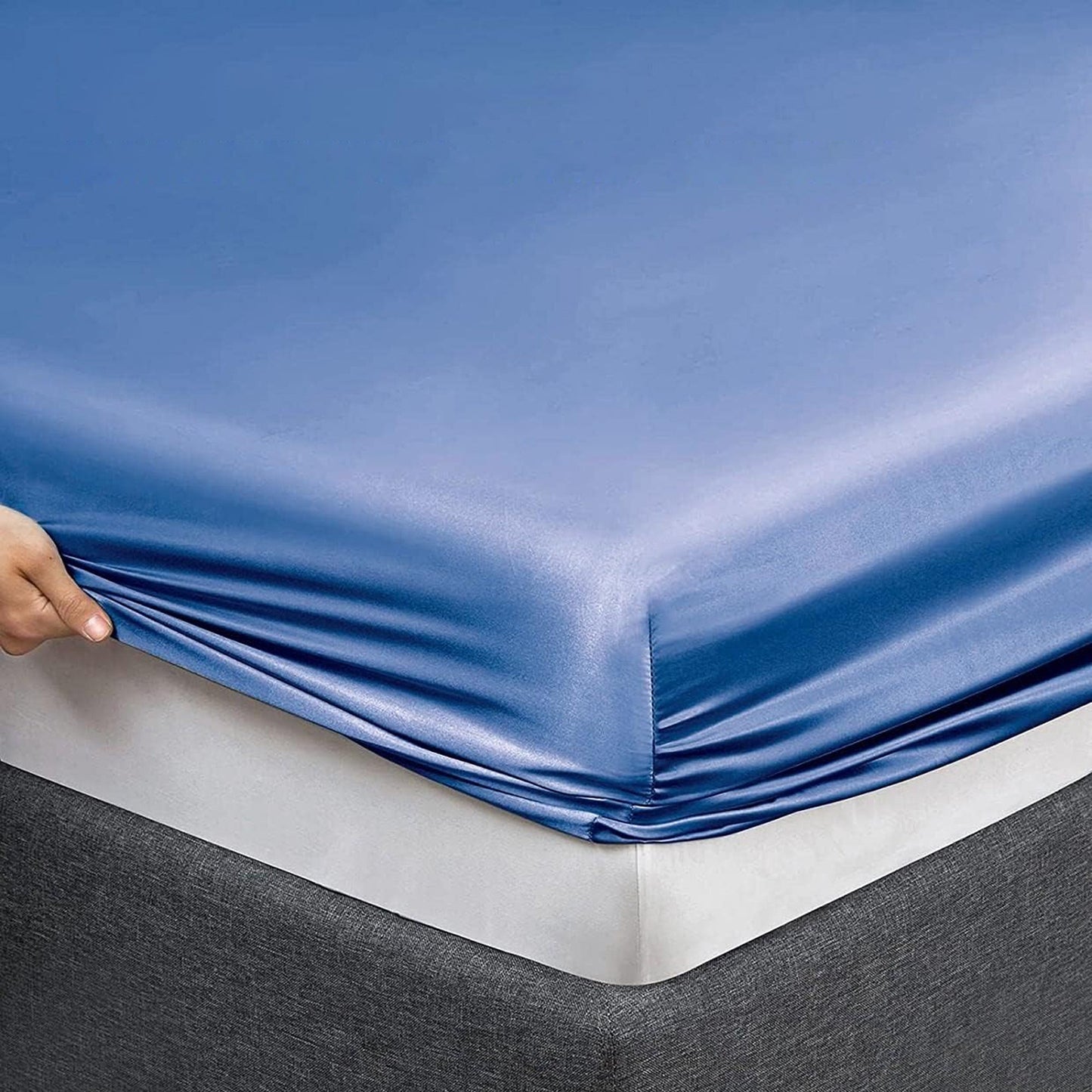 2000TC Microfibre Art Silk Satin Bedding Sheet Set - Ocean