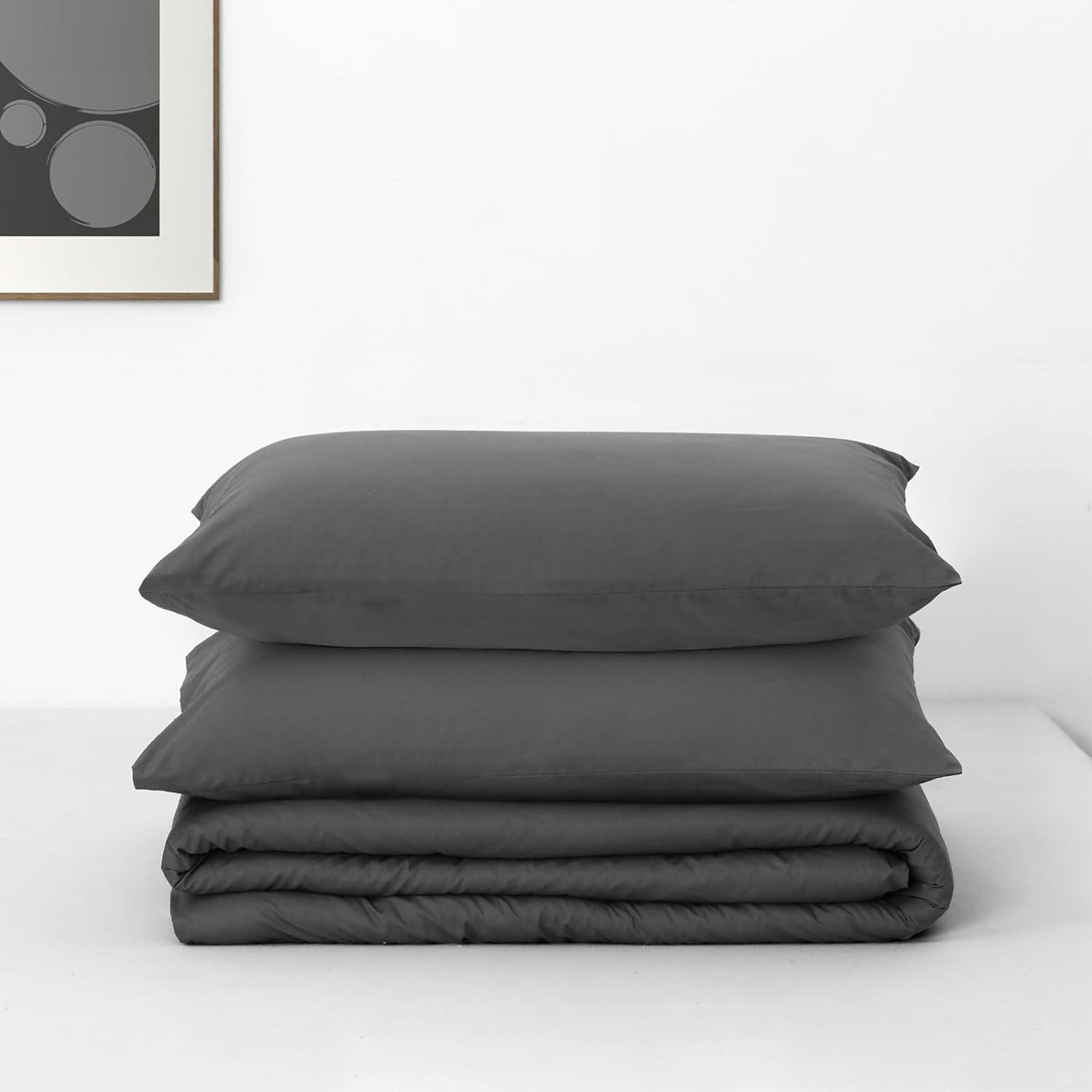 225TC Soft and Cozy Hypoallergenic Cotton Washed Quilt Cover Set - Dark Grey
