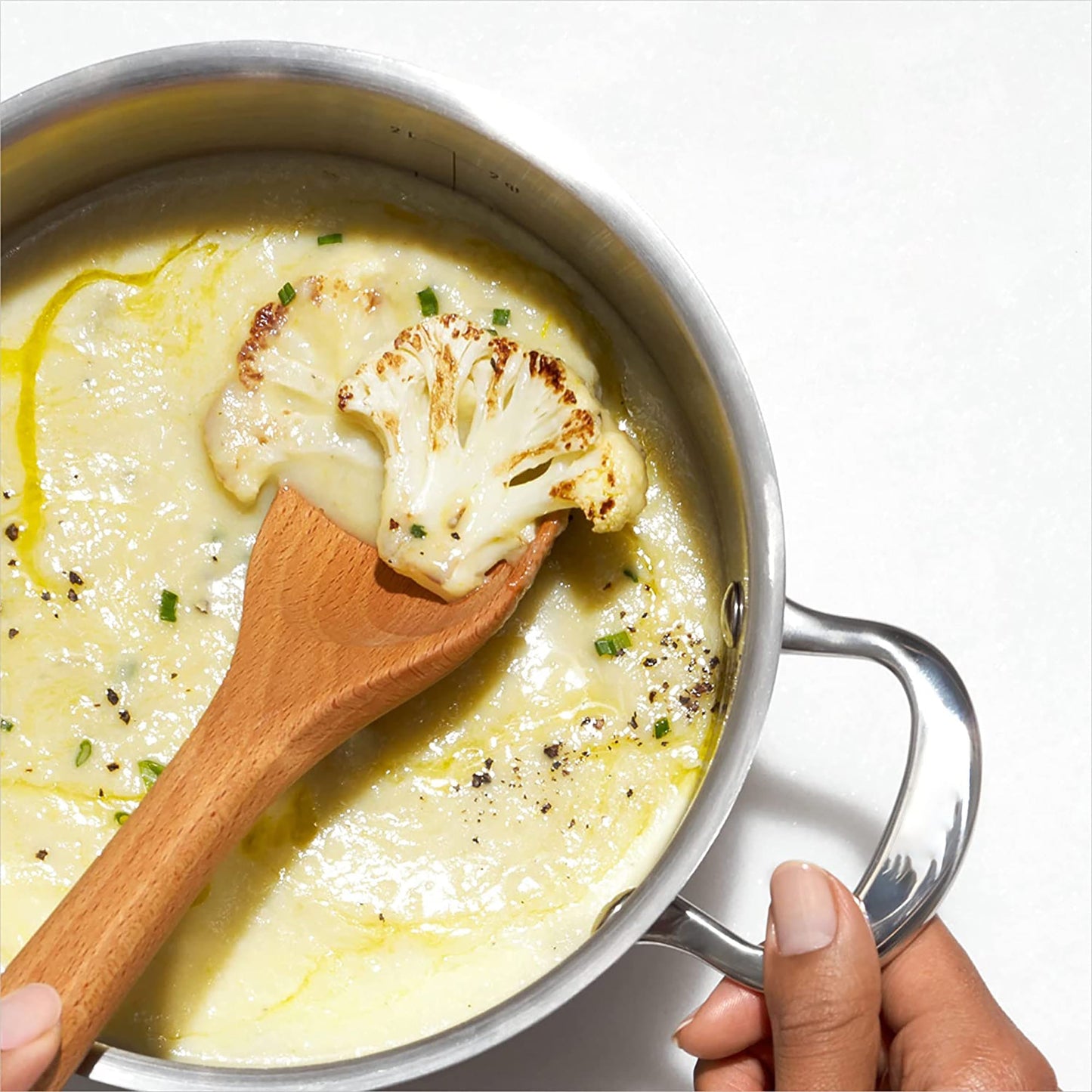 Solid Beechwood Corner Wooden Kitchen Spoon - Brown