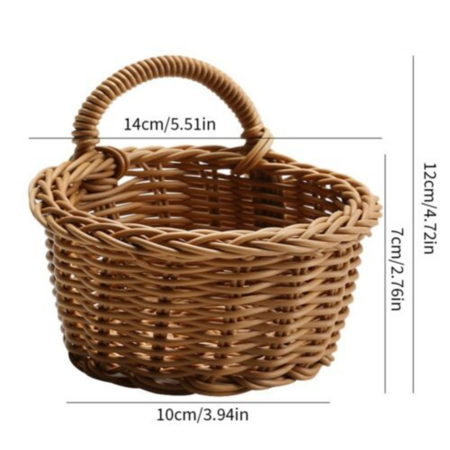 Handmade Wicker Rattan Basket Wall Hanging Planter for Home Decor
