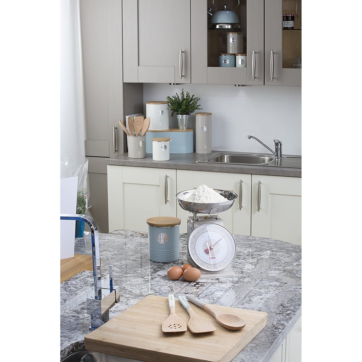 Bread Bin with Bamboo Lid - Blue