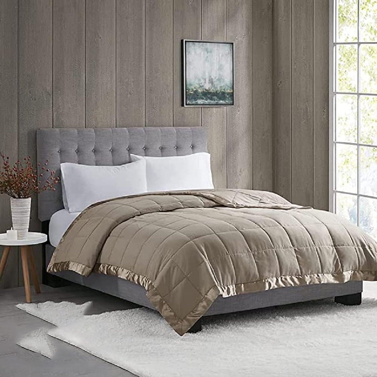 Lightweight Microfibre Down Alternative Blanket - Mocha