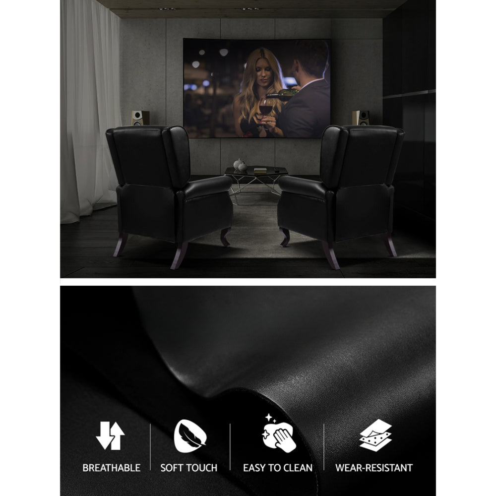 Recliner Chair Sofa Armchair Lounge Black Leather