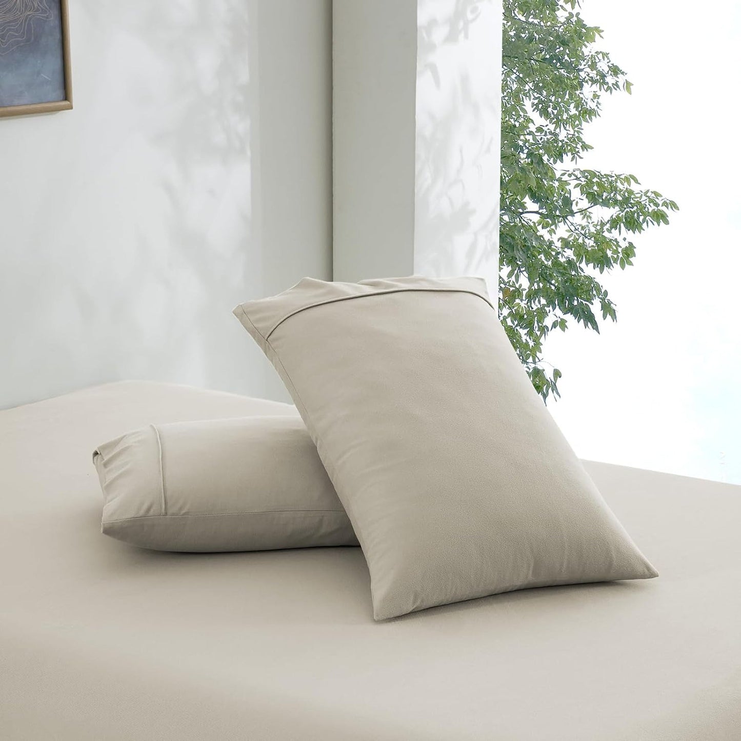 130 GSM Flannelette Soft Luxurious Micro Flannel Bed Sheet Set - Stone