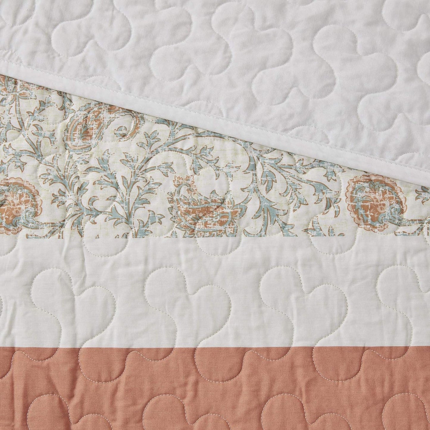Lightweight 100% Cotton Double Sided Stitching Quilt Set - Coral