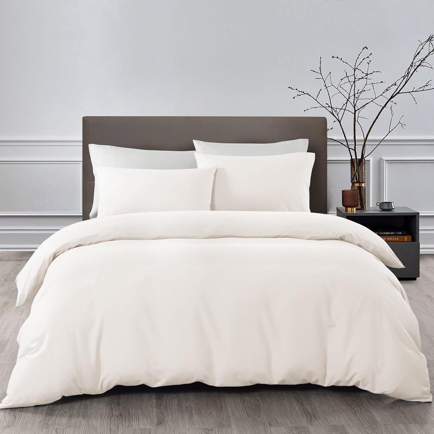 100% Natural Washable Cotton 800TC Soft Breathable Textured Quilt Cover Set - Light Grey