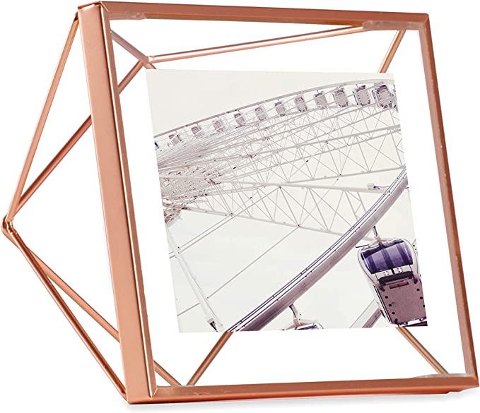 Geometric Prisma Picture Frame Photo Display for Desk Wall  4x6 Inch - Copper
