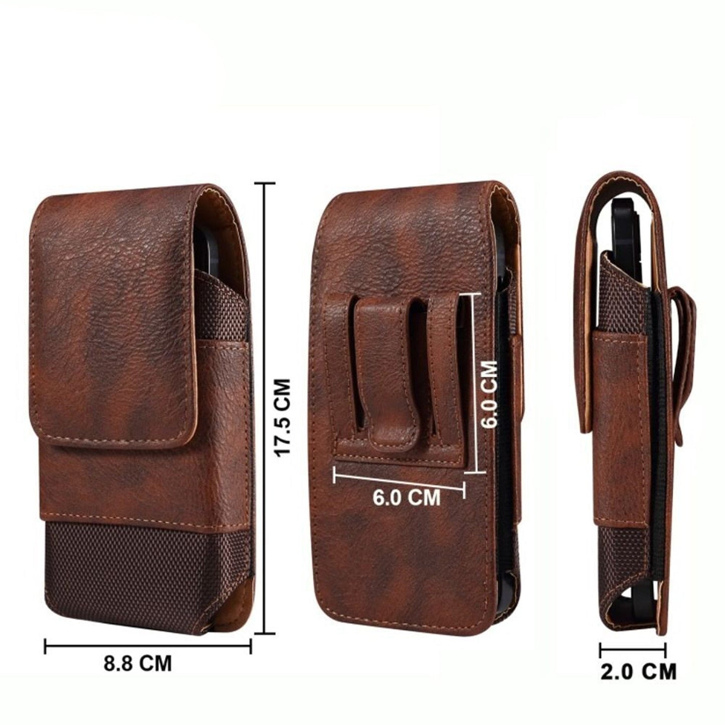 Mobile Phone Holster Pouch with Belt Clip for Men Brown