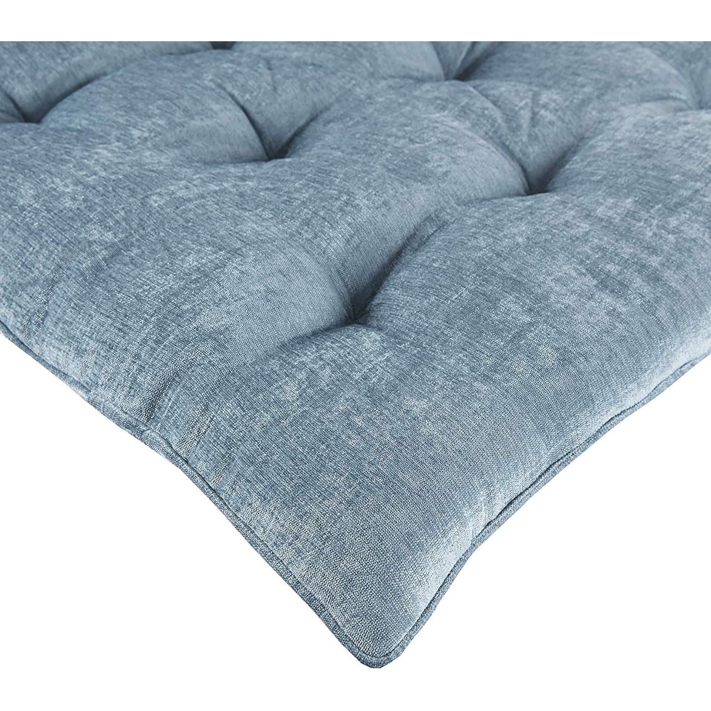 Foldable Poly Chenille Light Weight Floor Pillow Tufted Seat Cushion with Travel Wrap - Aqua
