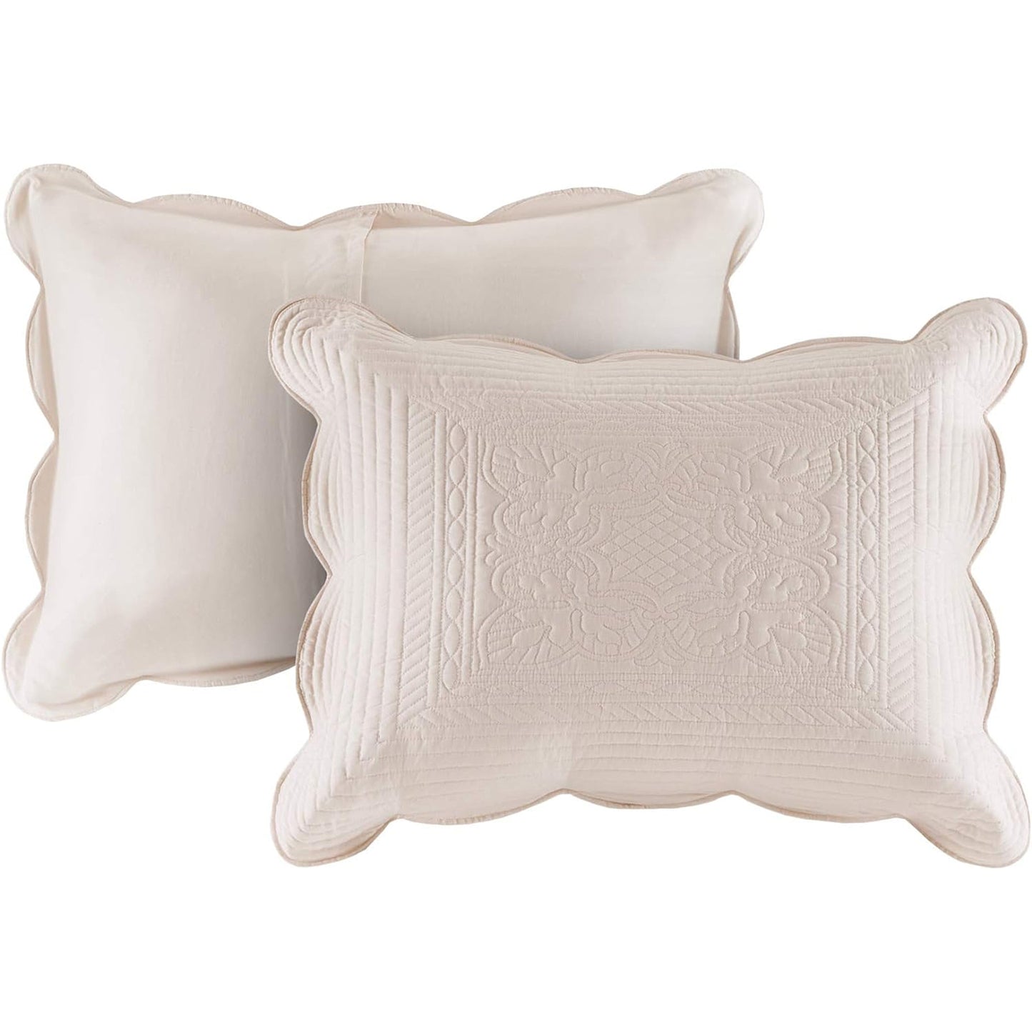 Damask Medallion Stitching Tuscany Coverlet Set - Medallion Blush