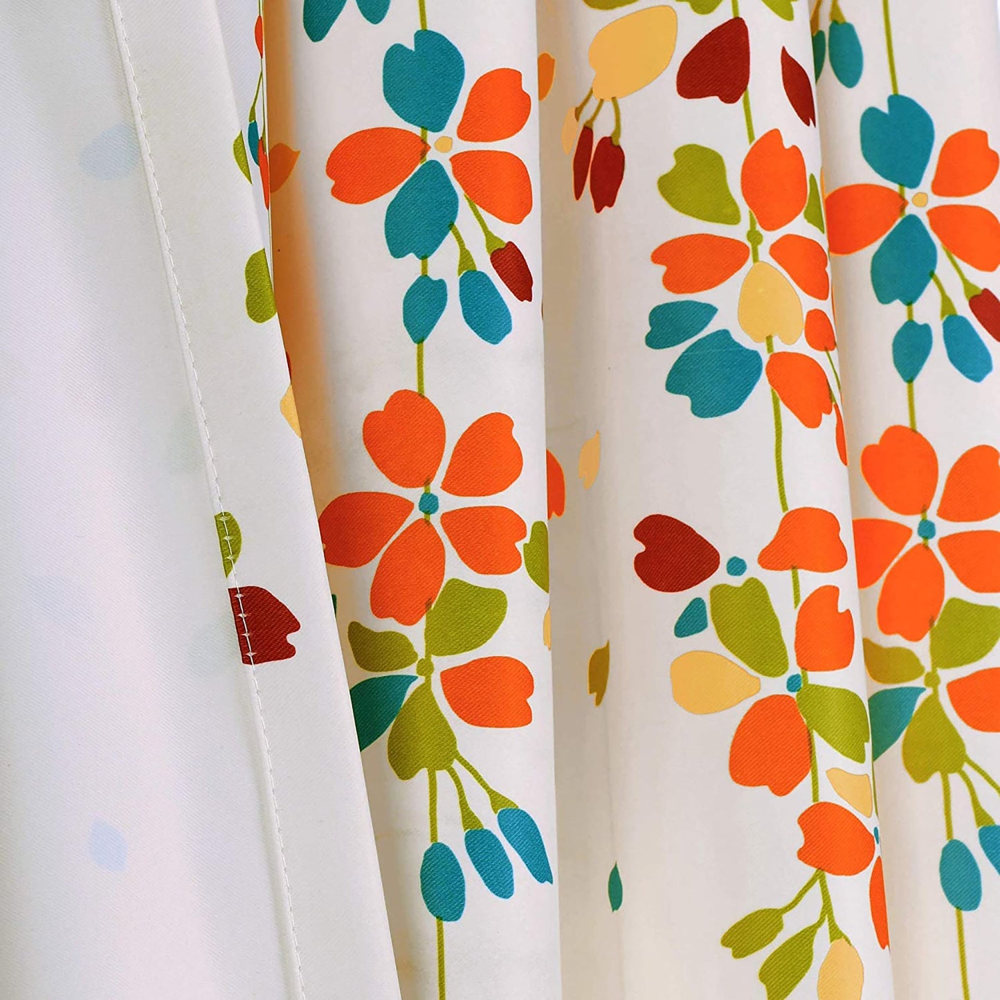 Weeping Flowers Room Darkening Window Panel Curtain Set 84X52 inch - Turquoise and Tangerine