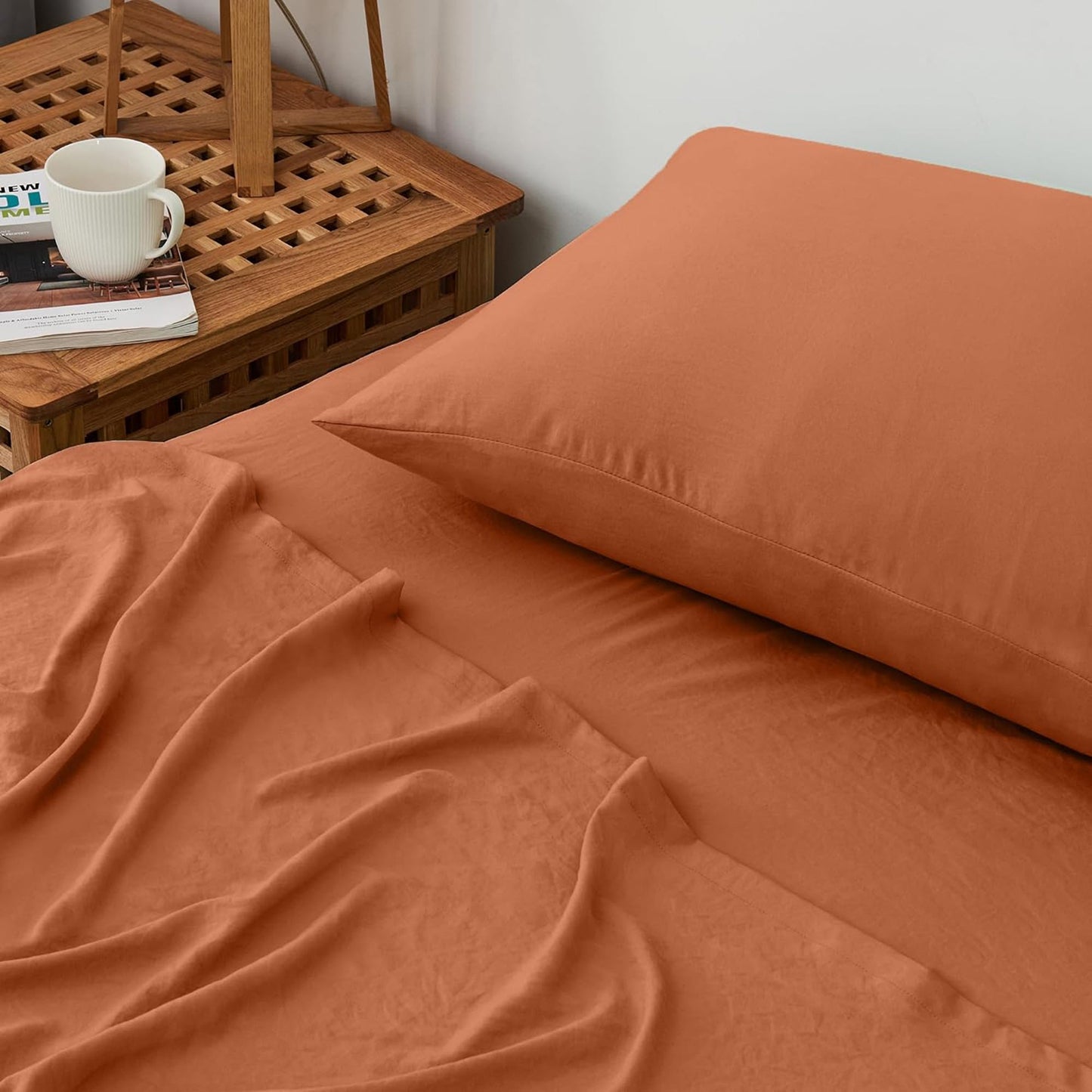 Premium 1800TC Breathable Ultra-Soft Microfibre Single Bed Sheet Set - Rust