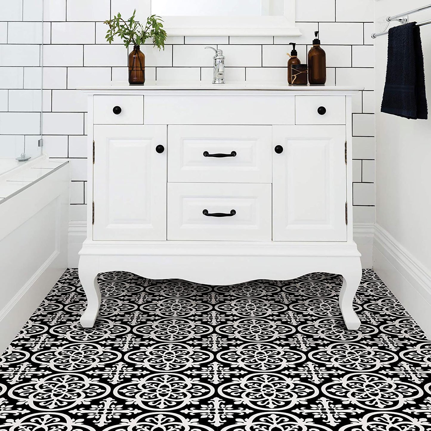 Water Resistant and Washable Floor Decal - Black