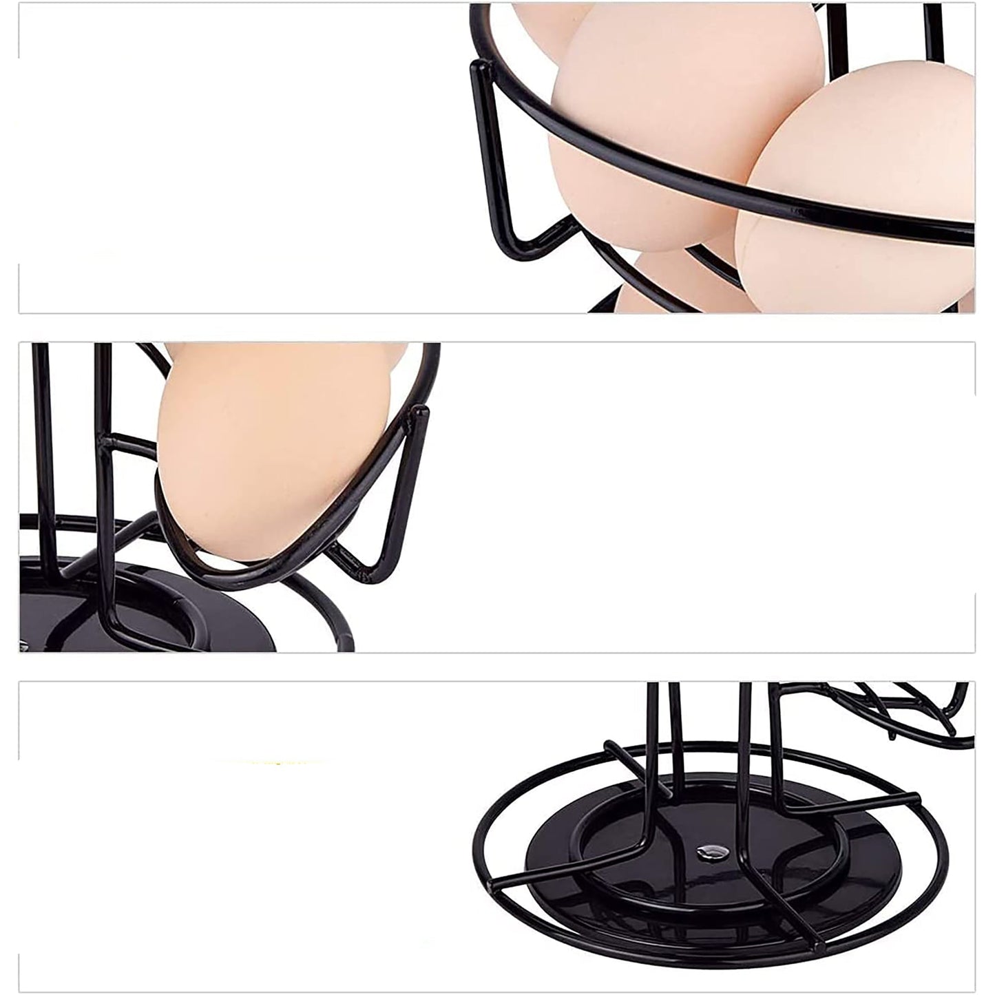 Spiral Design Metal Egg Skelter Dispenser Storage Display Rack Rack - Black