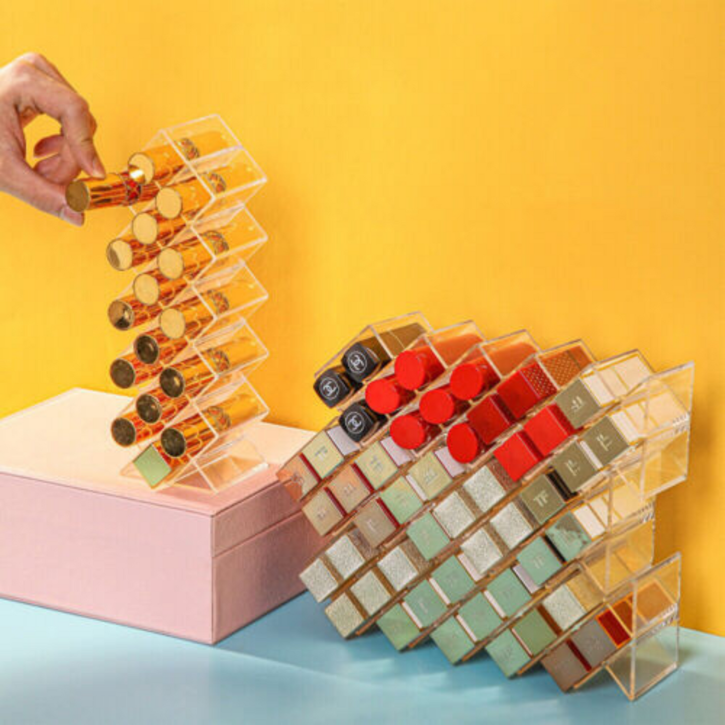 Clear Lipstick Organizer Display Stand Storage for Lipgloss and Makeup Holder