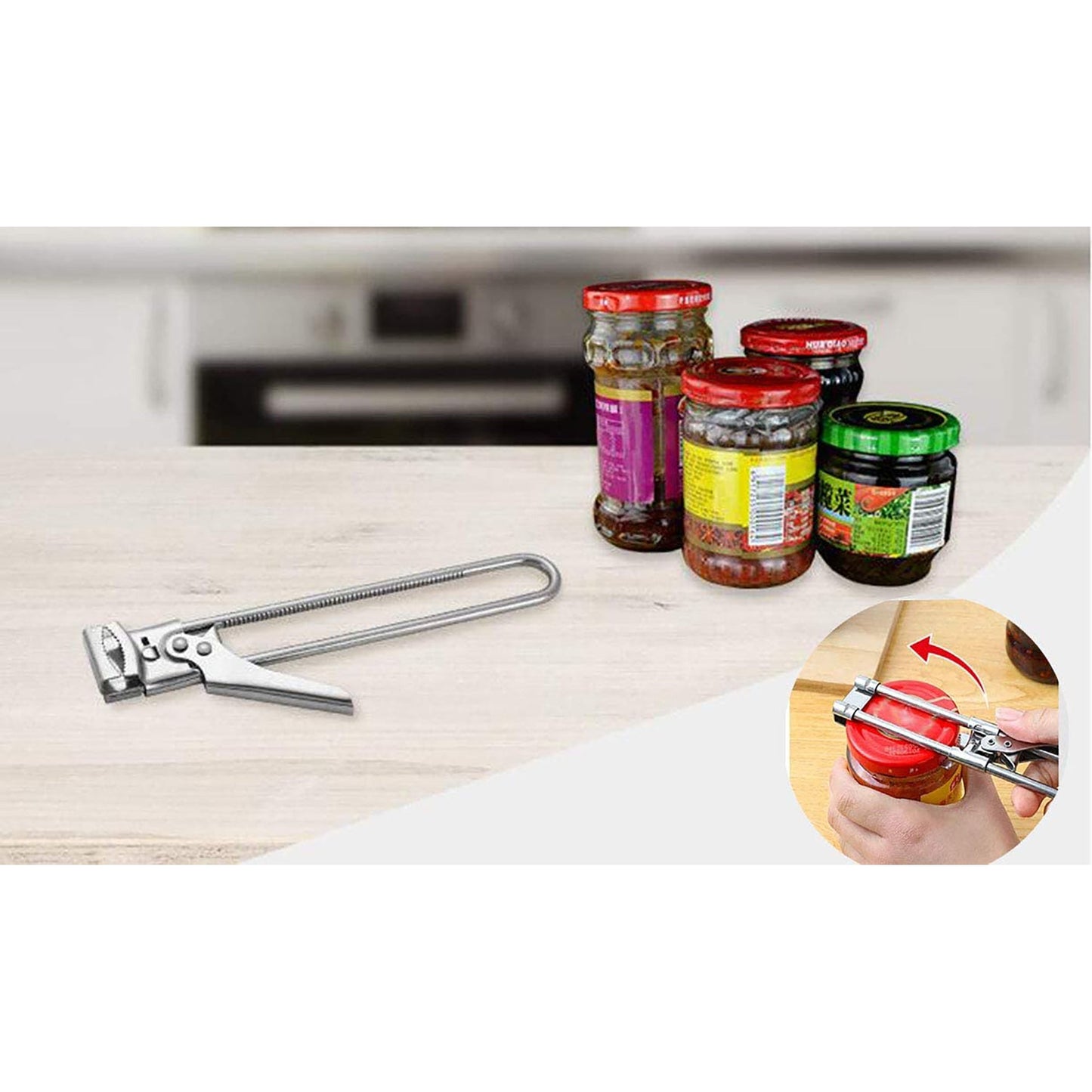 Adjustable Multifunctional Stainless Steel Can Opener Jar Lid Gripper - Silver