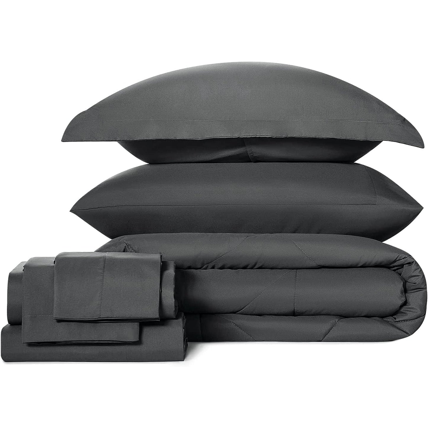 Warm and Cooling Microfibre Comforter Bedding Set - Dark Grey