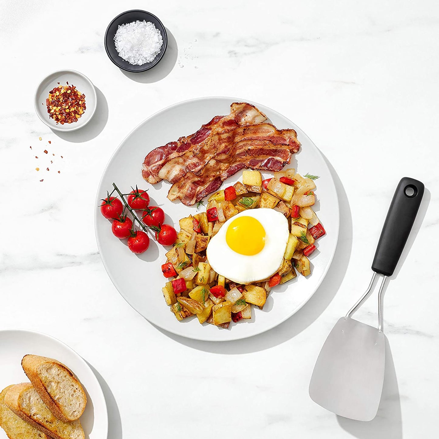 Stainless Steel Flexible Turner with Non Soft Slip Handle - Black