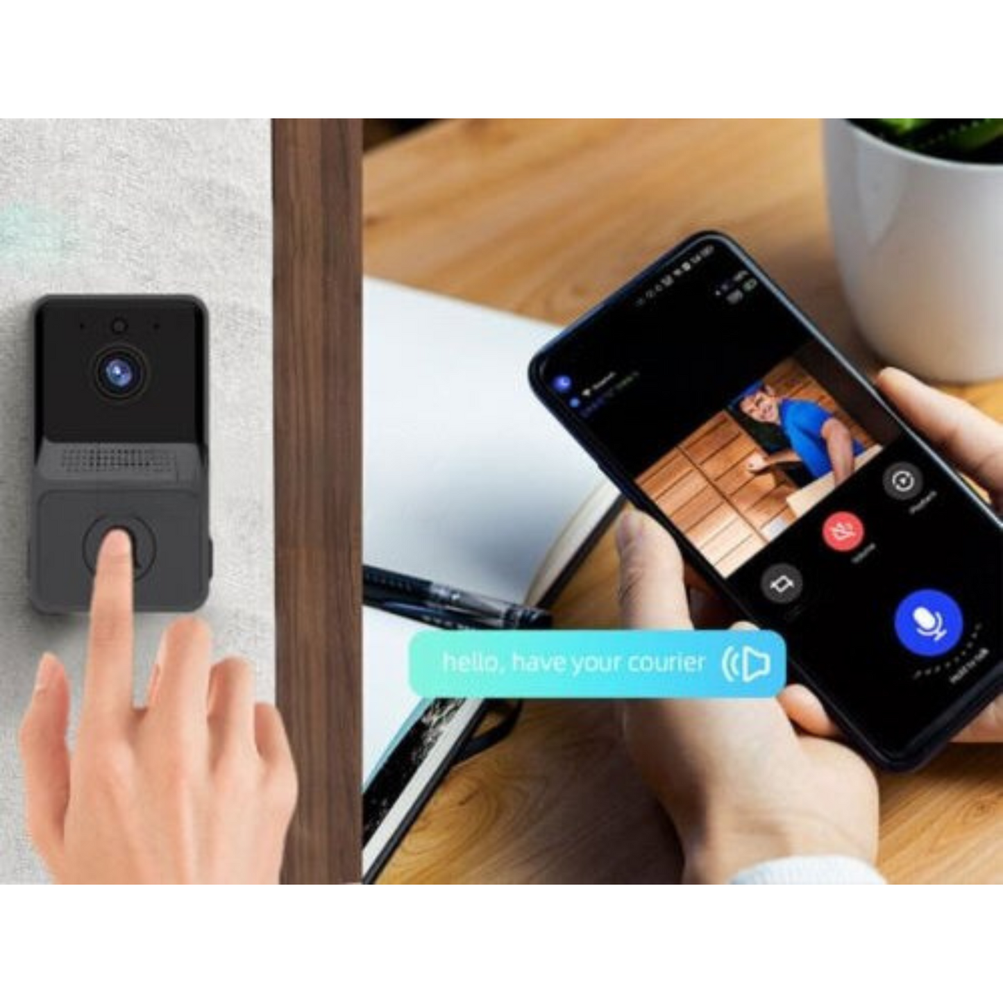 WiFi Smart Video Doorbell Wireless Door Bell with Intercom Ring Security Phone Camera
