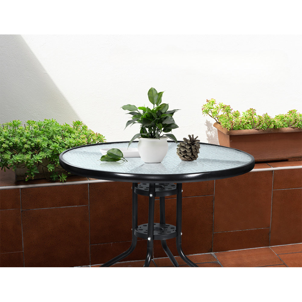 Garden Patio Furniture Dining Chairs Table Patio Bistro Wicker Set - Black