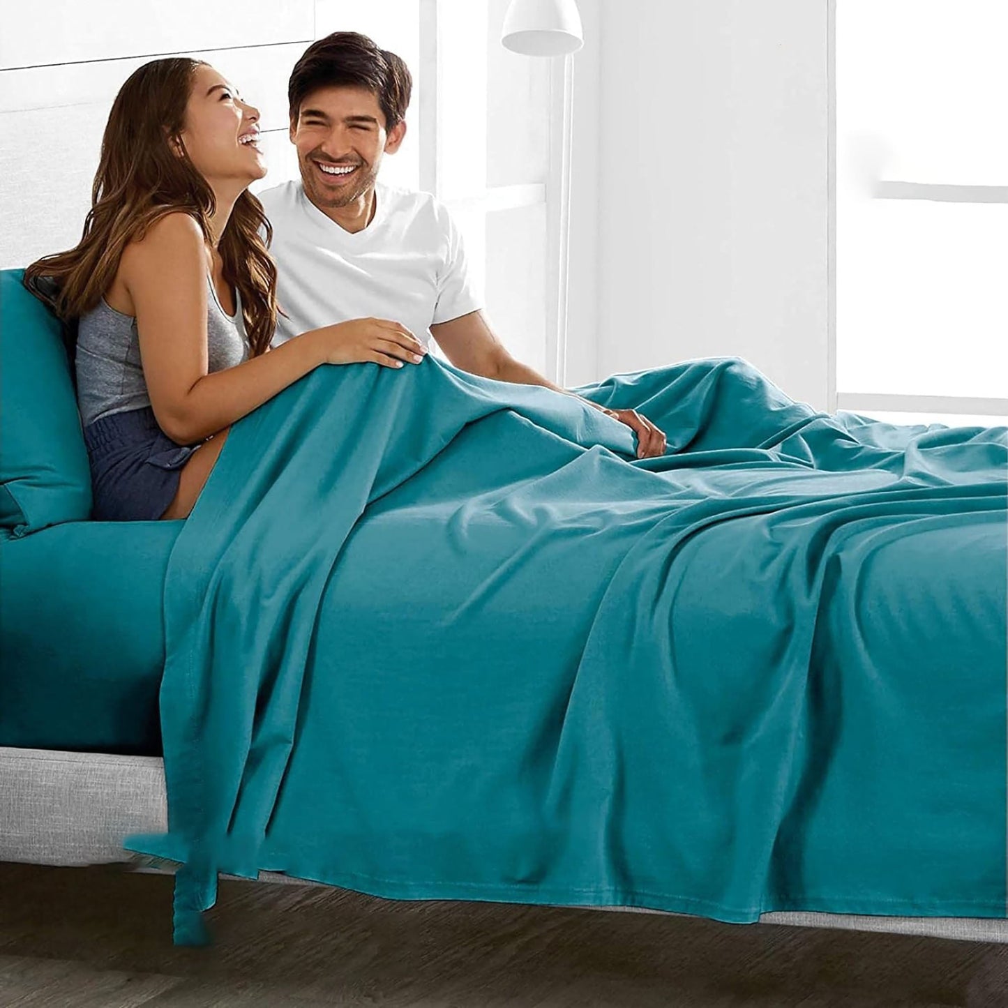 2000TC Breathable Microfibre Deep Pocket Bed Sheet Set - Biscay Blue