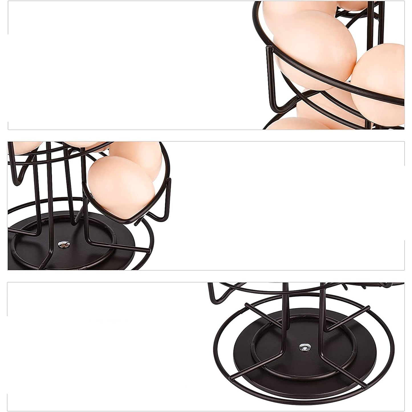 Spiral Design Metal Egg Skelter Dispenser Storage Display Rack Rack - Brown