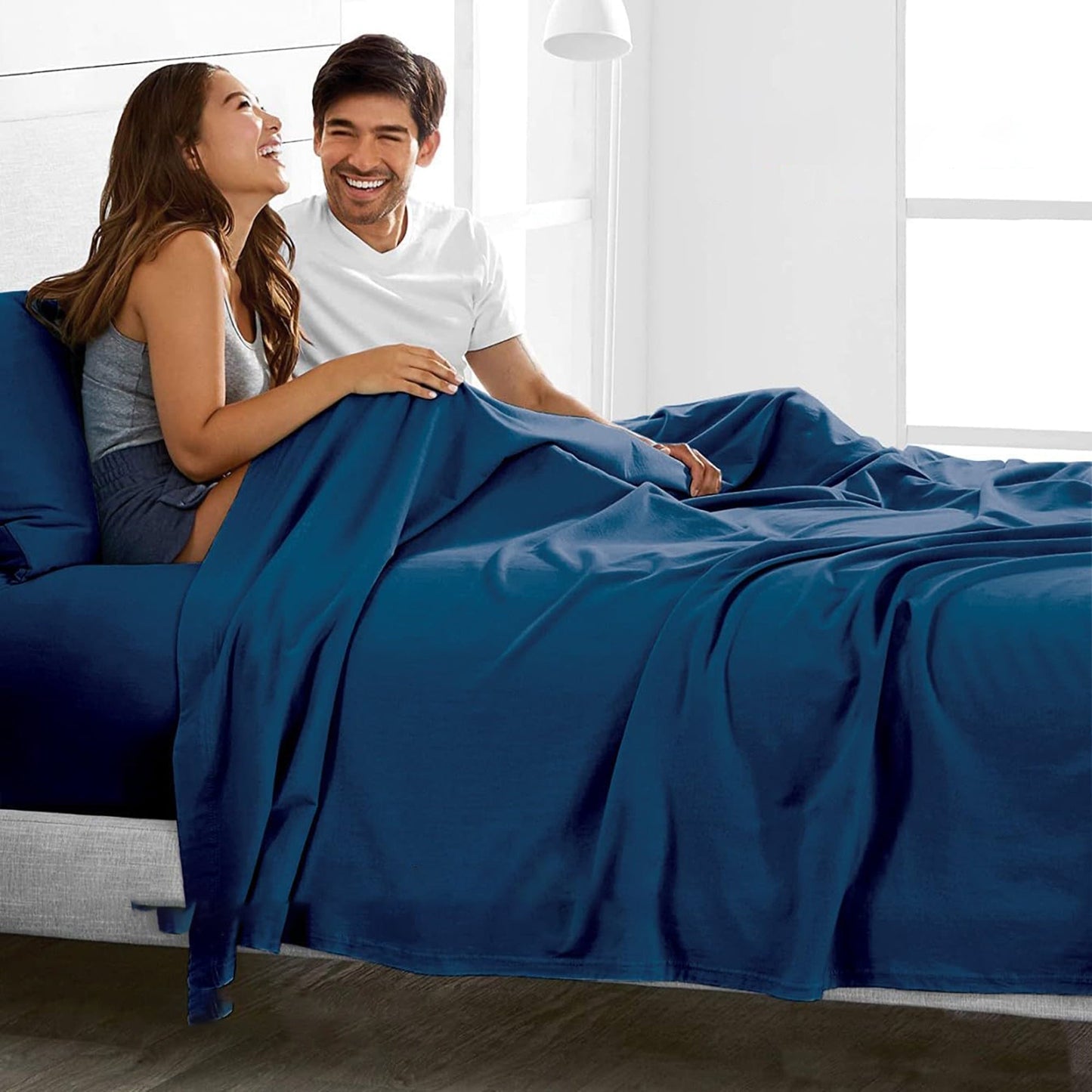 2000TC Breathable Microfibre Deep Pocket Bed Sheet Set - Navy